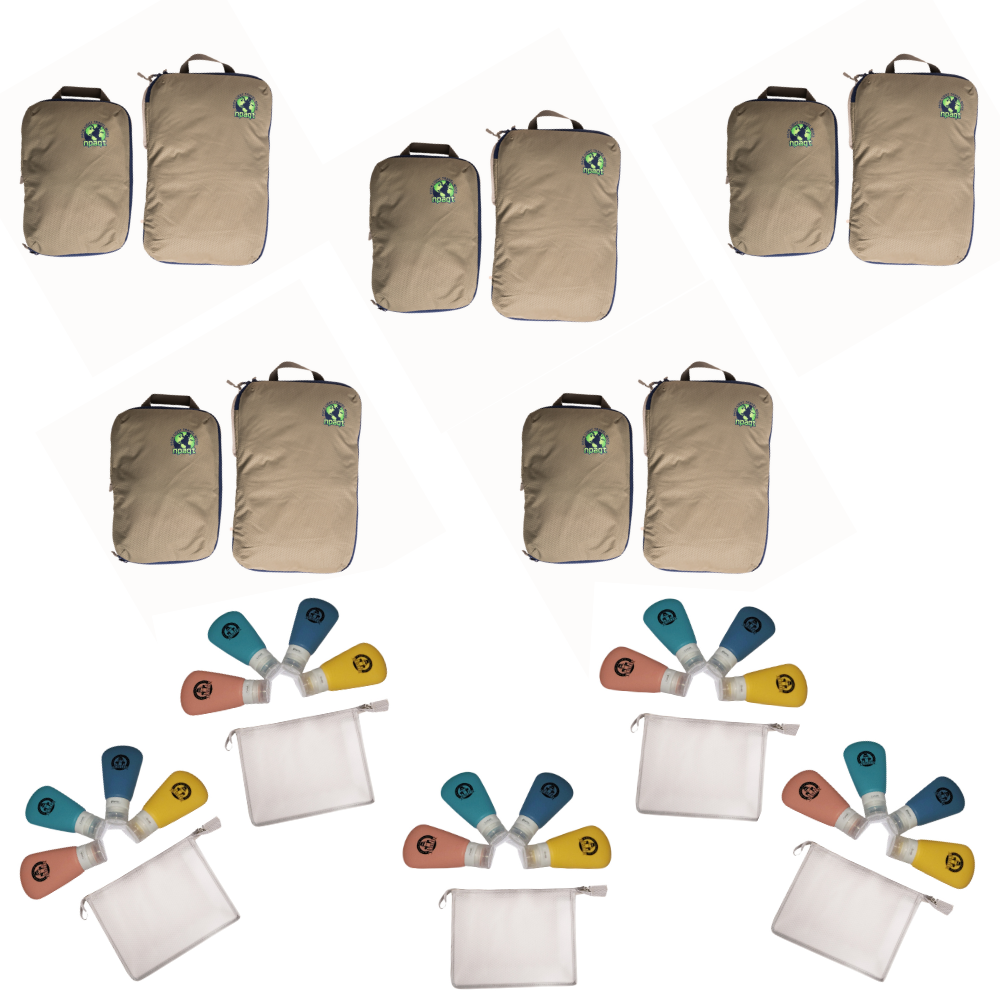 Family Festive 5 pack - 5x Compression Packing Cubes AND 5x Travel Bottle Set